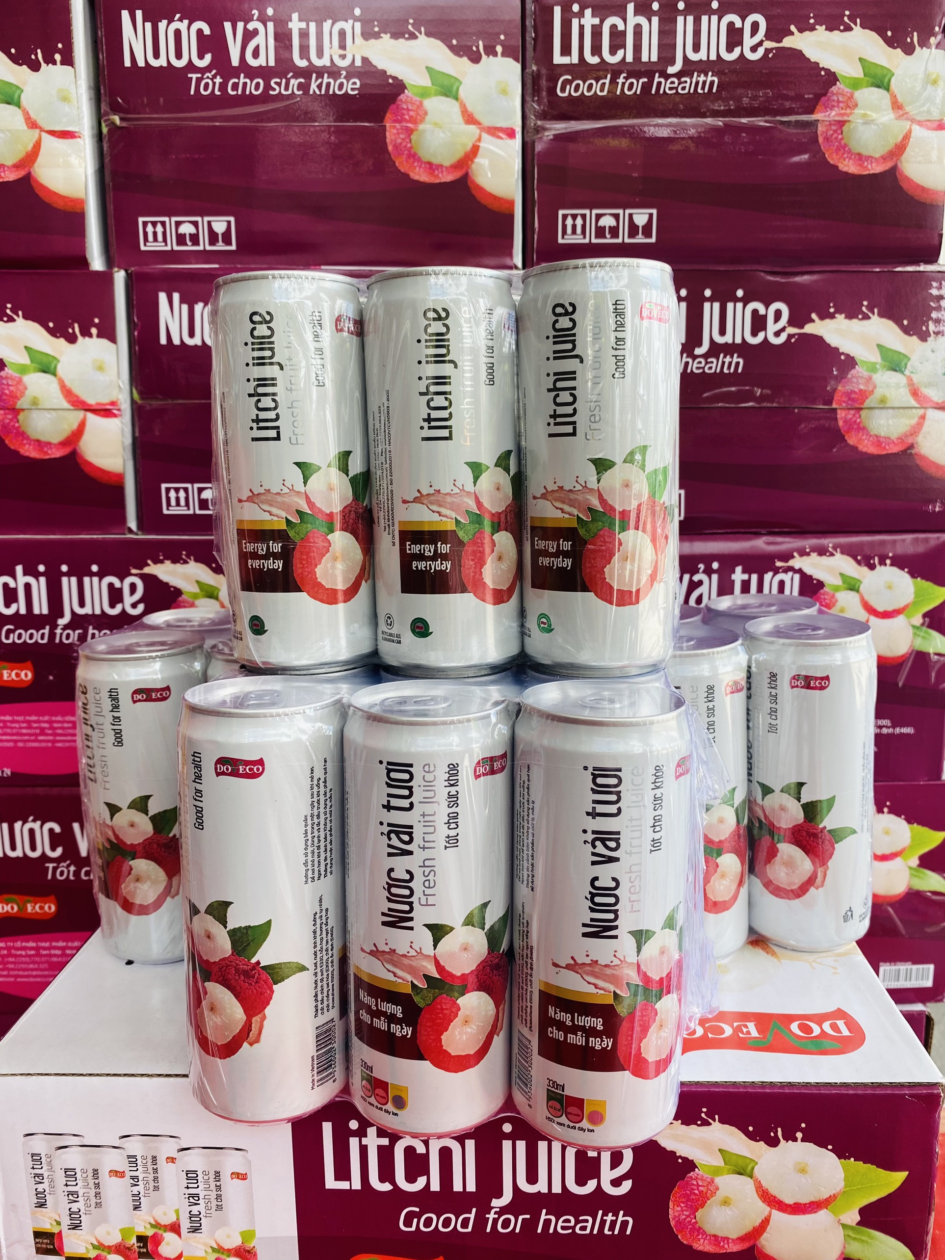[HCM]Nước Vải đóng lon Doveco 330ml
