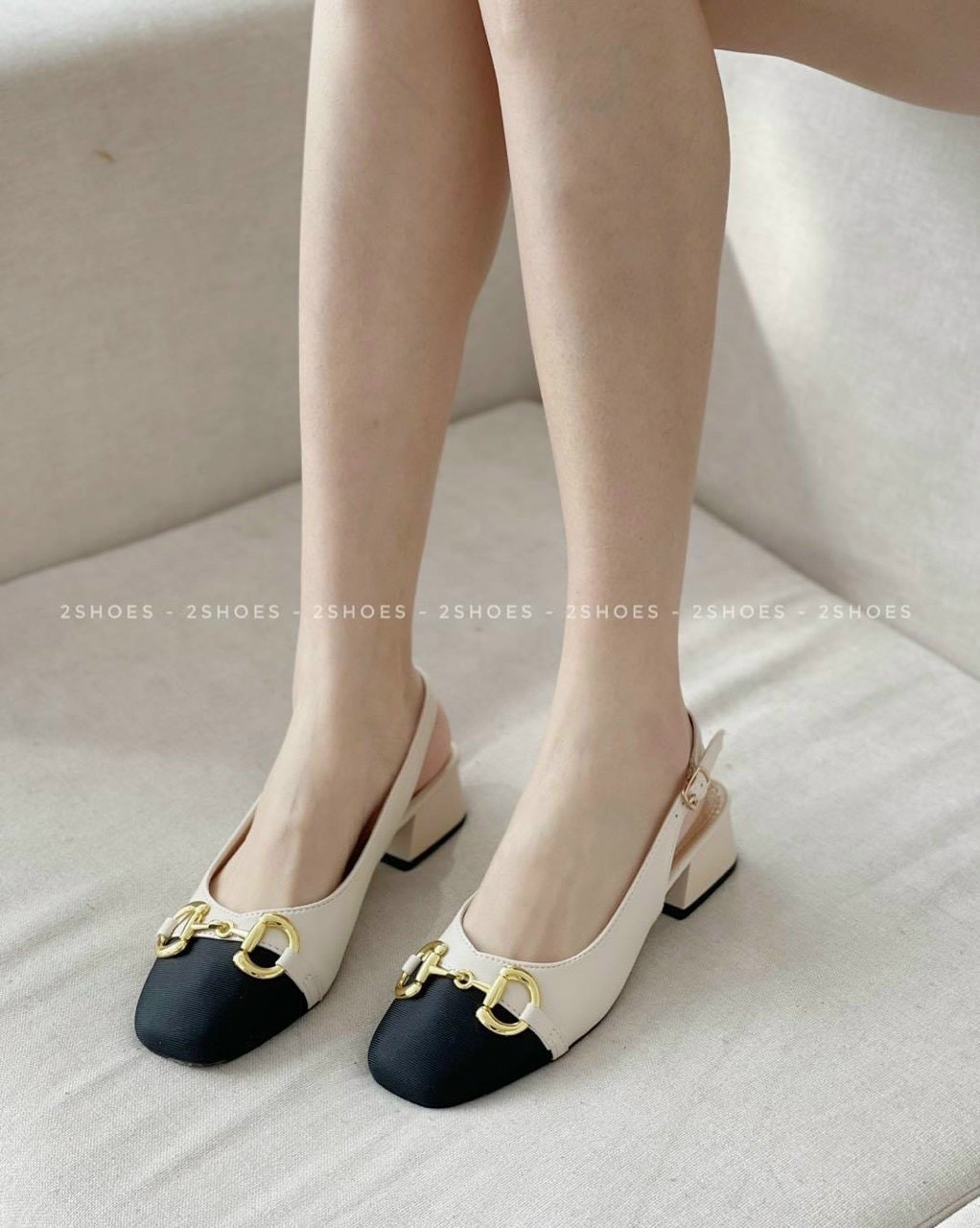 Sandal cao gót vuông 3p , giày cao gót phối khóa cực đẹp 001