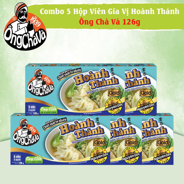 Ong cha va - combo 5 boxes of wonton noodle soup cubes 126g