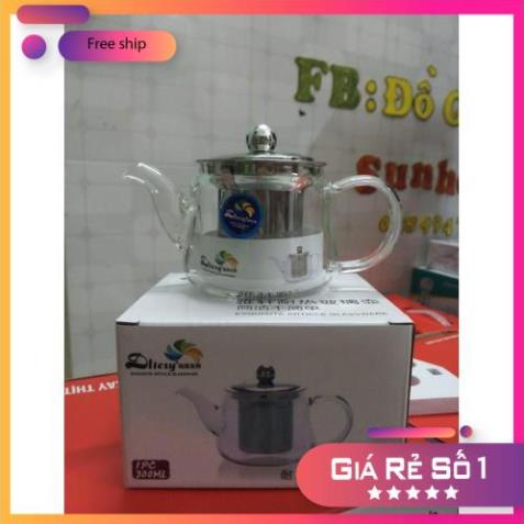 Ấm thủy tinh nhỏ pha trà, cafe có lưới lọc inox cao cấp 300ml - 650ml - 850ml