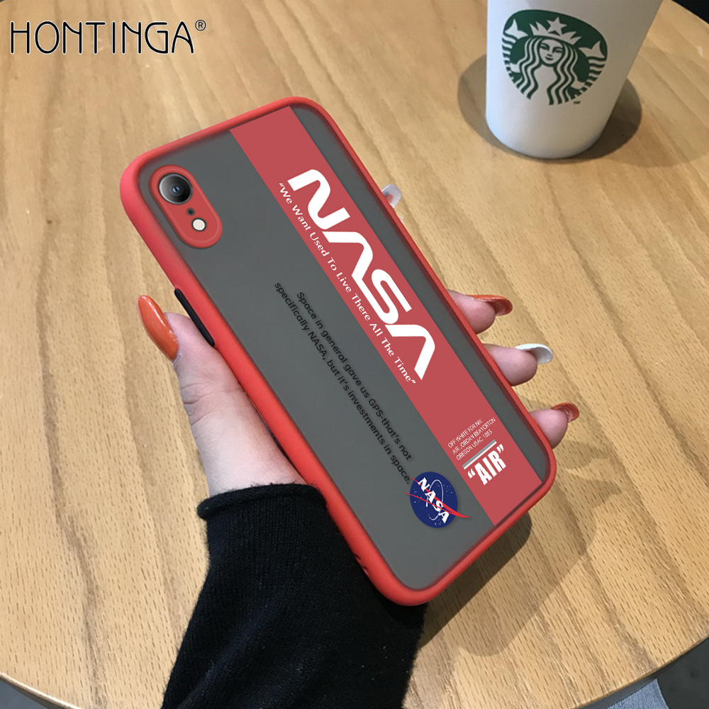 Hontinga Casing Case For iphone X Xr Xs Xs Max Case Creative America Space AIR NASA LOGO Frosted Transparent Phone Case Full Back Cover Camera Protect Cases Hard Case For Boys For Girls