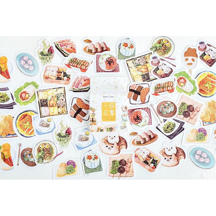 Bộ 46 Sticker Món Ăn Hàn Quốc dán trang trí E27