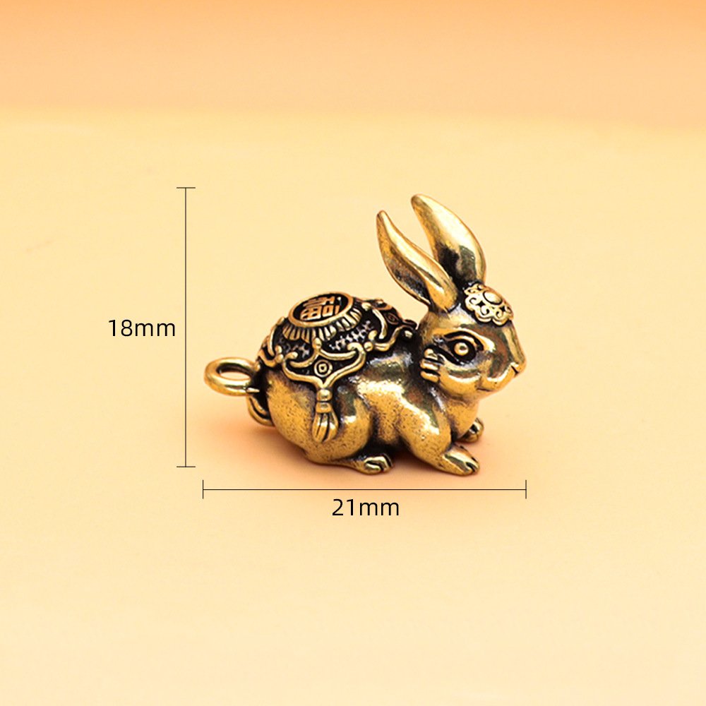 Tượng Đồng Thau Hình Thỏ - Móc Khóa - Kích Thước: 2 Size