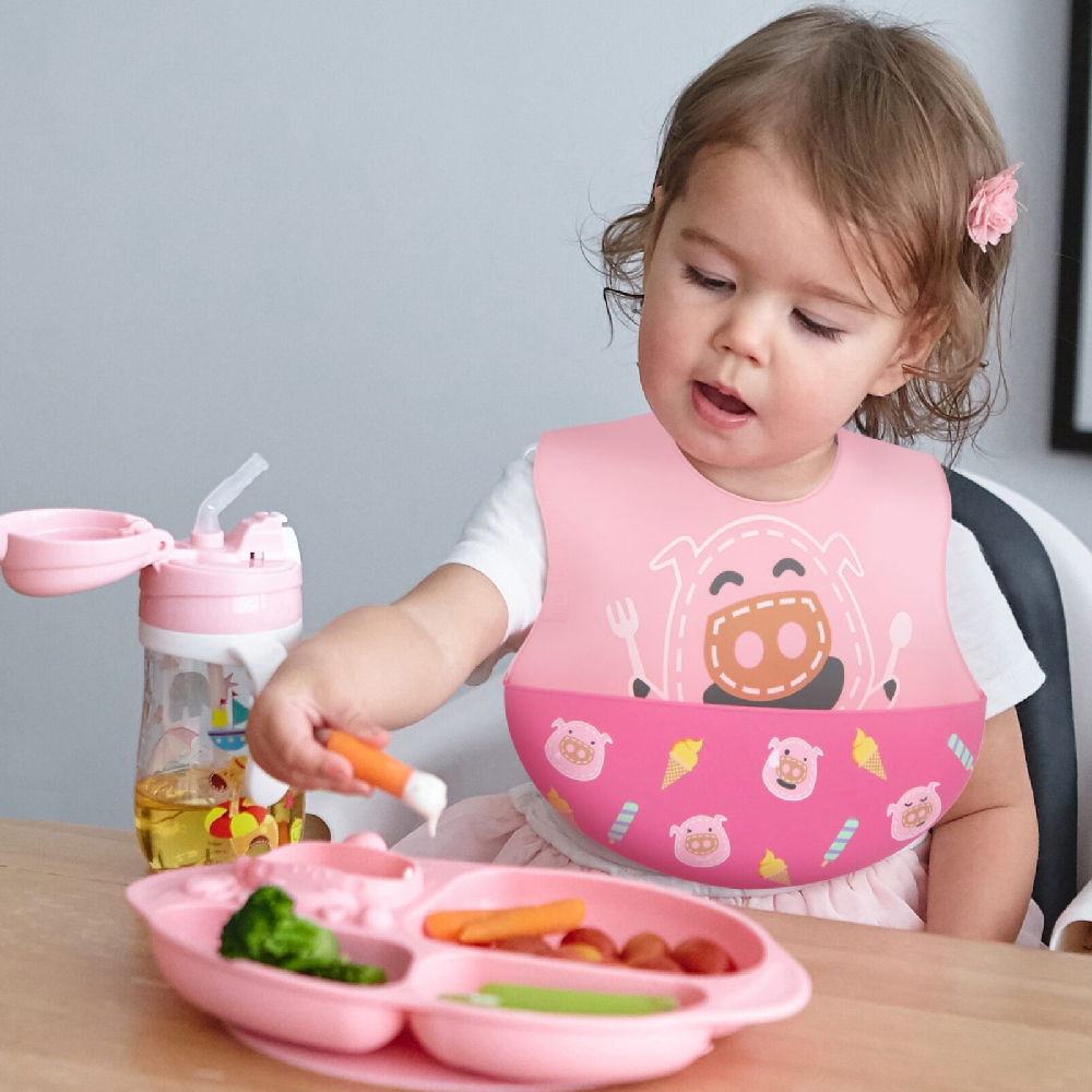 Yếm silicon ăn dặm cổ dán cho bé Marcus & Marcus,  từ 6 tháng - Pokey