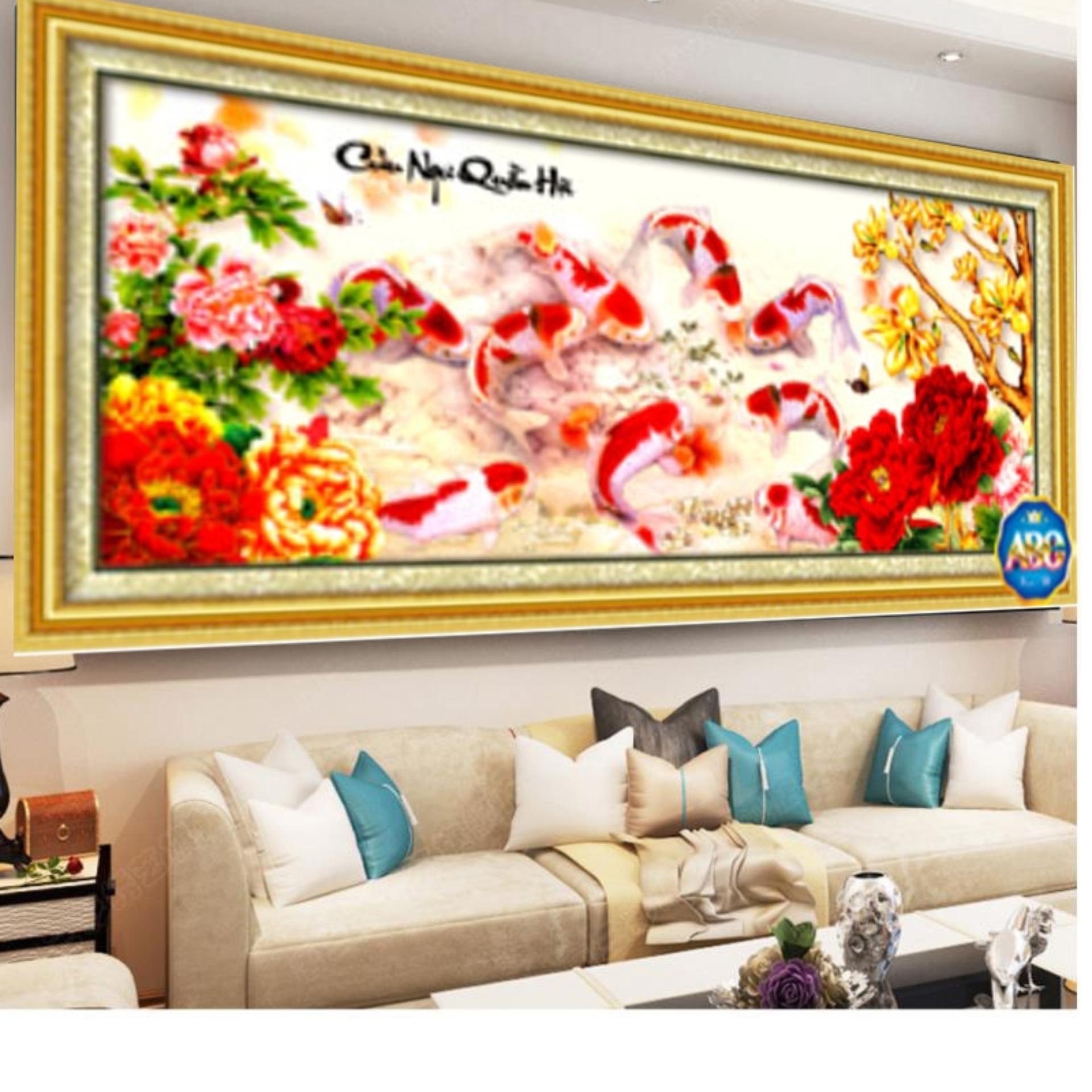 Tranh đính đá 5D - Cửu ngư quần hội 08