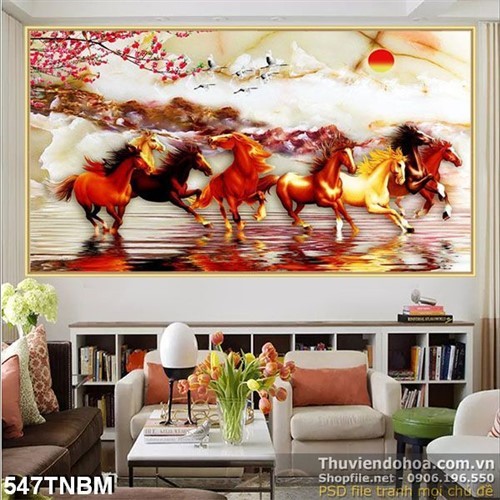 Tranh dán tường 3D mã đáo thành công - 547TNBM