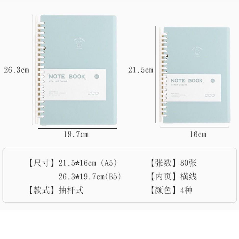 Set sổ bìa còng pastel HEALING COLOR pastel