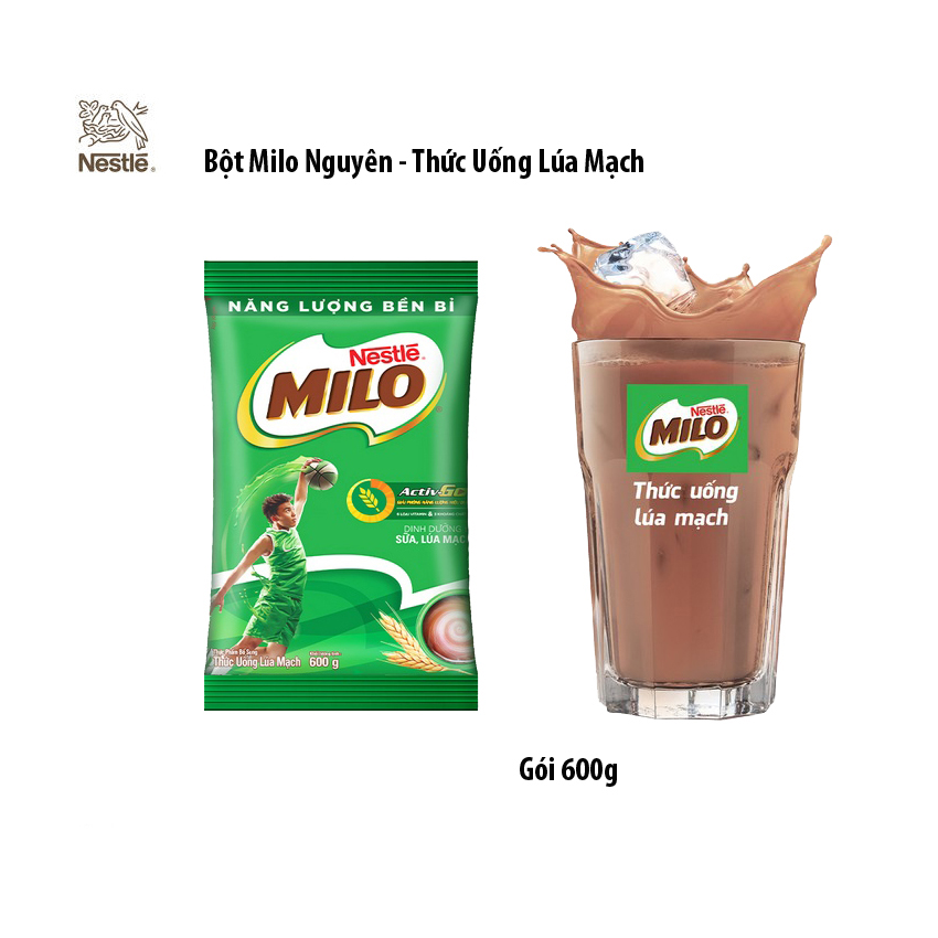 Bột Milo nguyên chất Nestle, Thức uống lúa mạch (bịch 600g)