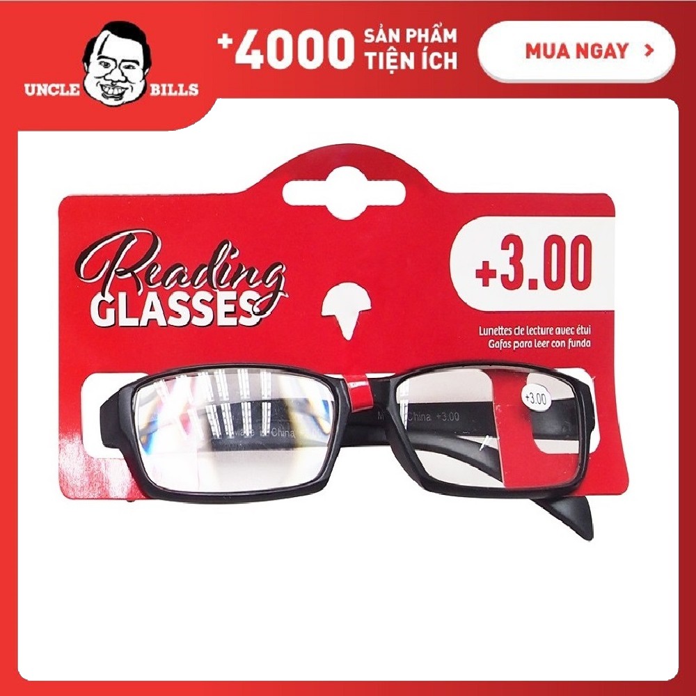 Kính Đọc Sách +3.00 Độ Viễn Màu Đen Uncle Bills
