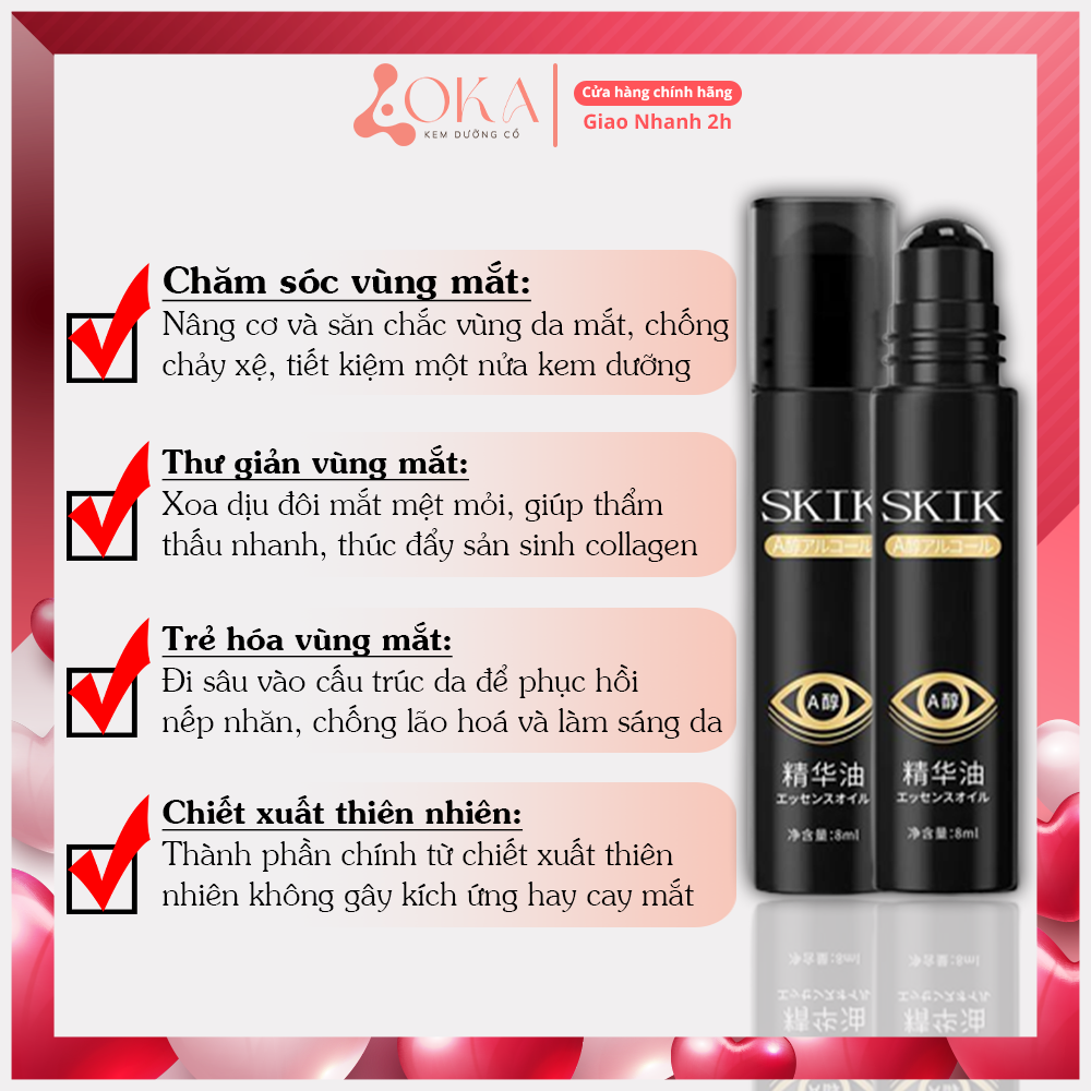 Thanh lăn tan bọng mắt, thâm mắt xóa nhăn SKIK