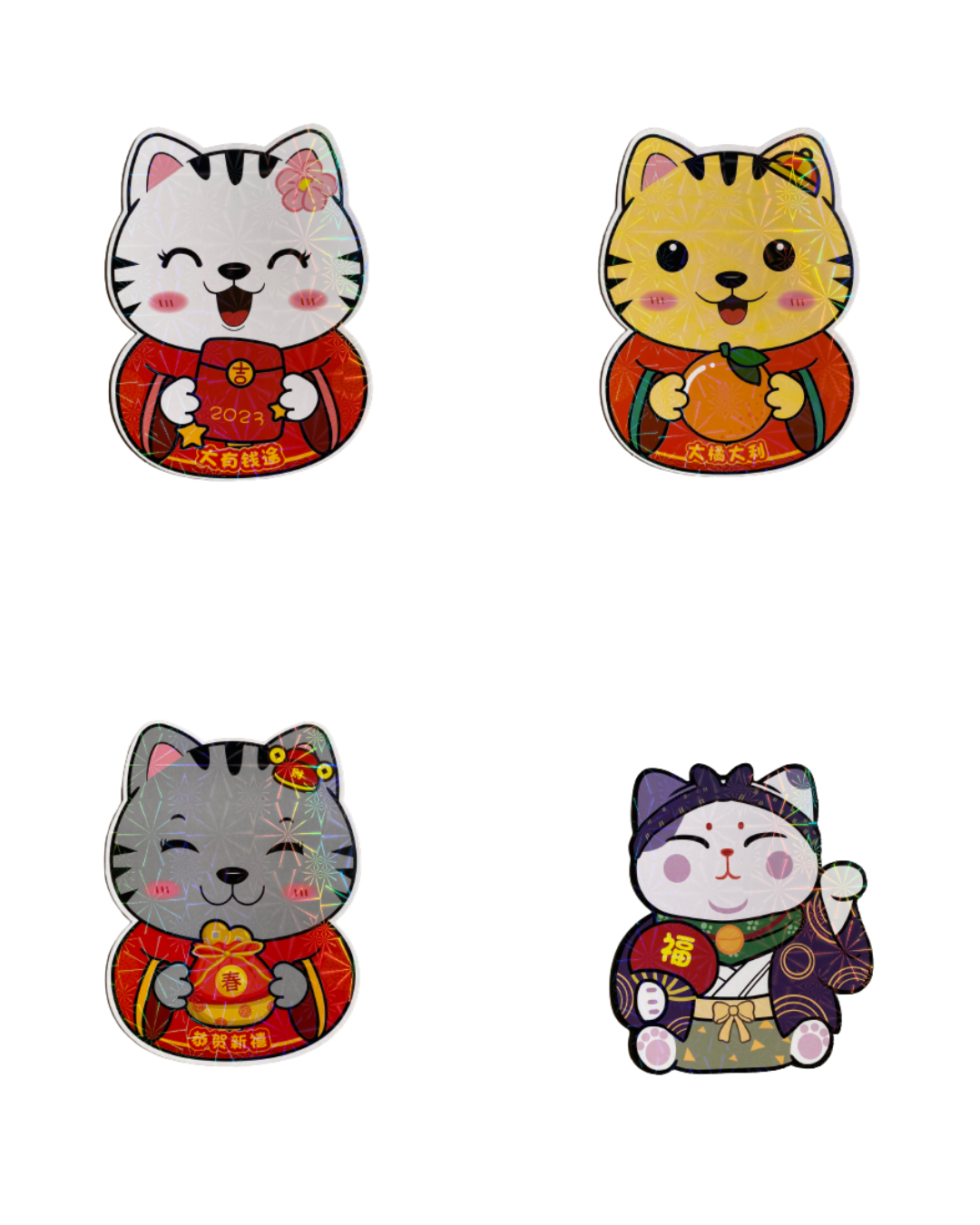 Combo Bao lì xì Tết mèo Chibi idée