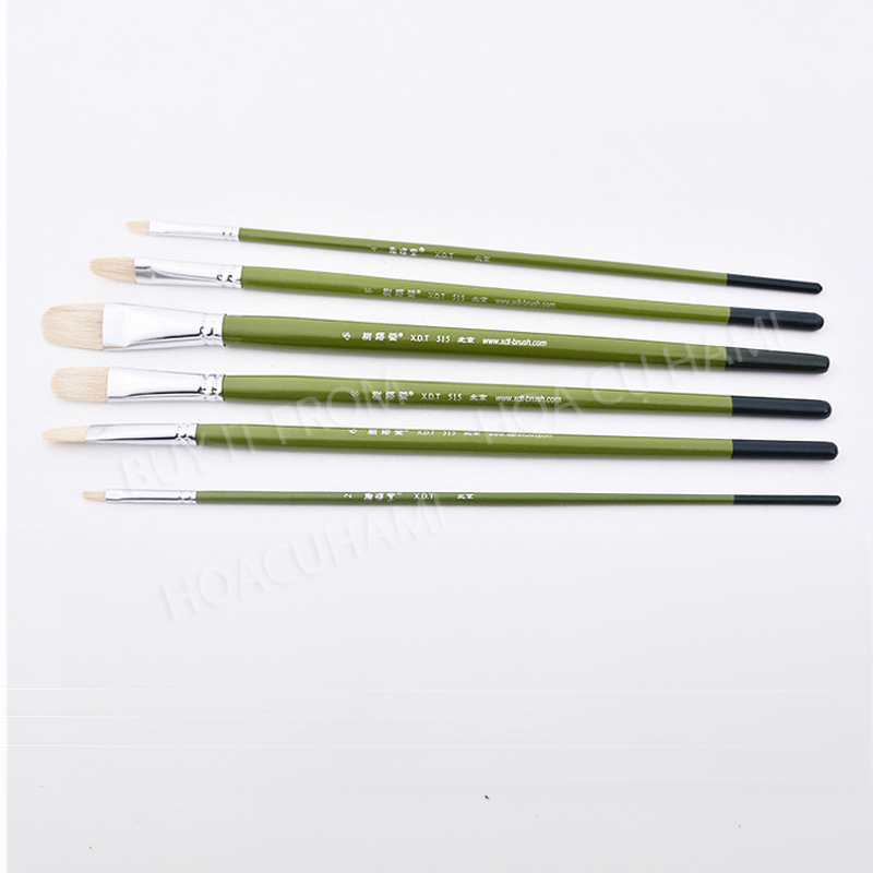 Bộ 6 cọ lông lợn đỉnh oval vẽ tranh dầu, acrylic, nghệ thuật sáng tạo HB515