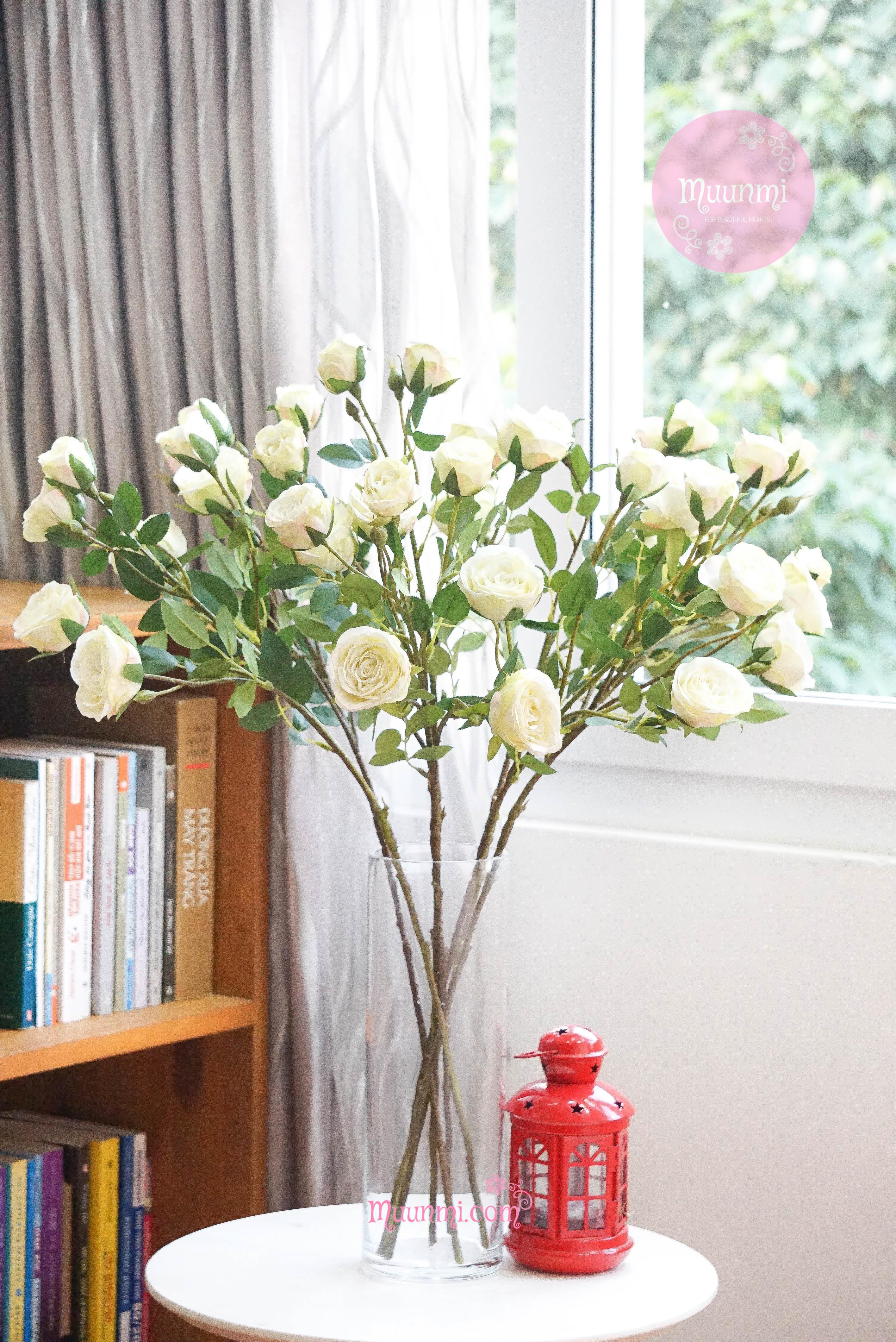 Hoa lụa 🌸 | Hoa Hồng Trăng đẹp nhẹ nhàng rất yêu