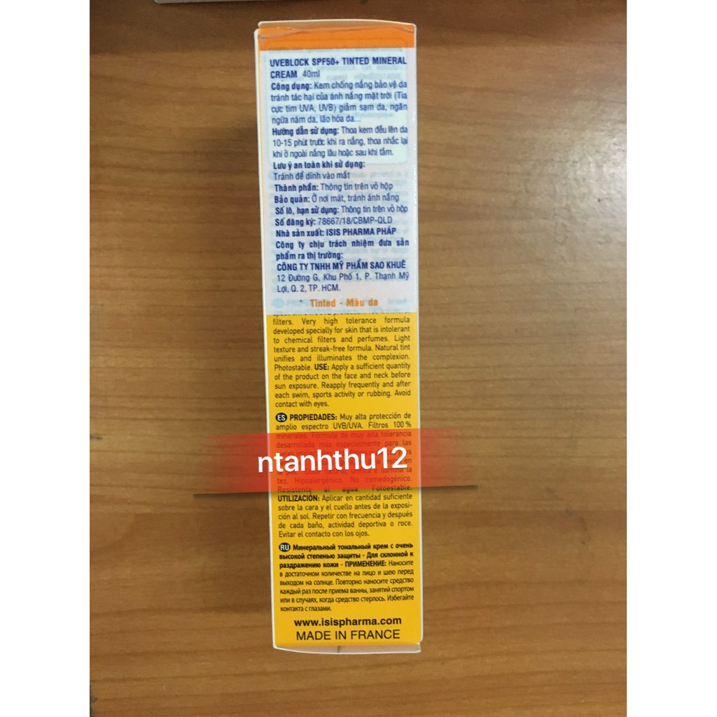 KEM CHỐNG NẮNG UVEBLOCK SPF50 MÀU DA ( Mẫu mới - )
