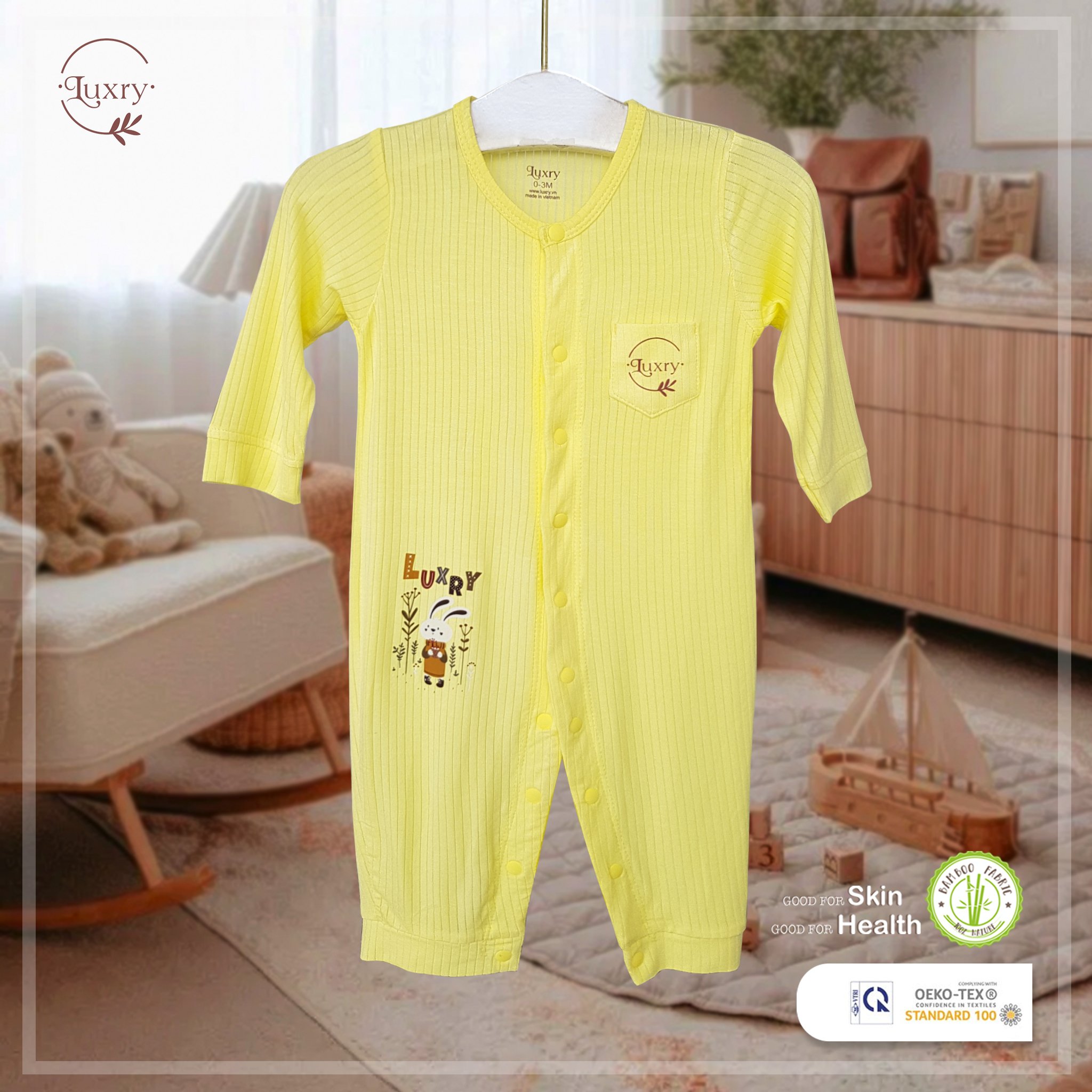 Body dài cho bé Luxry họa tiết thỏ đáng yêu