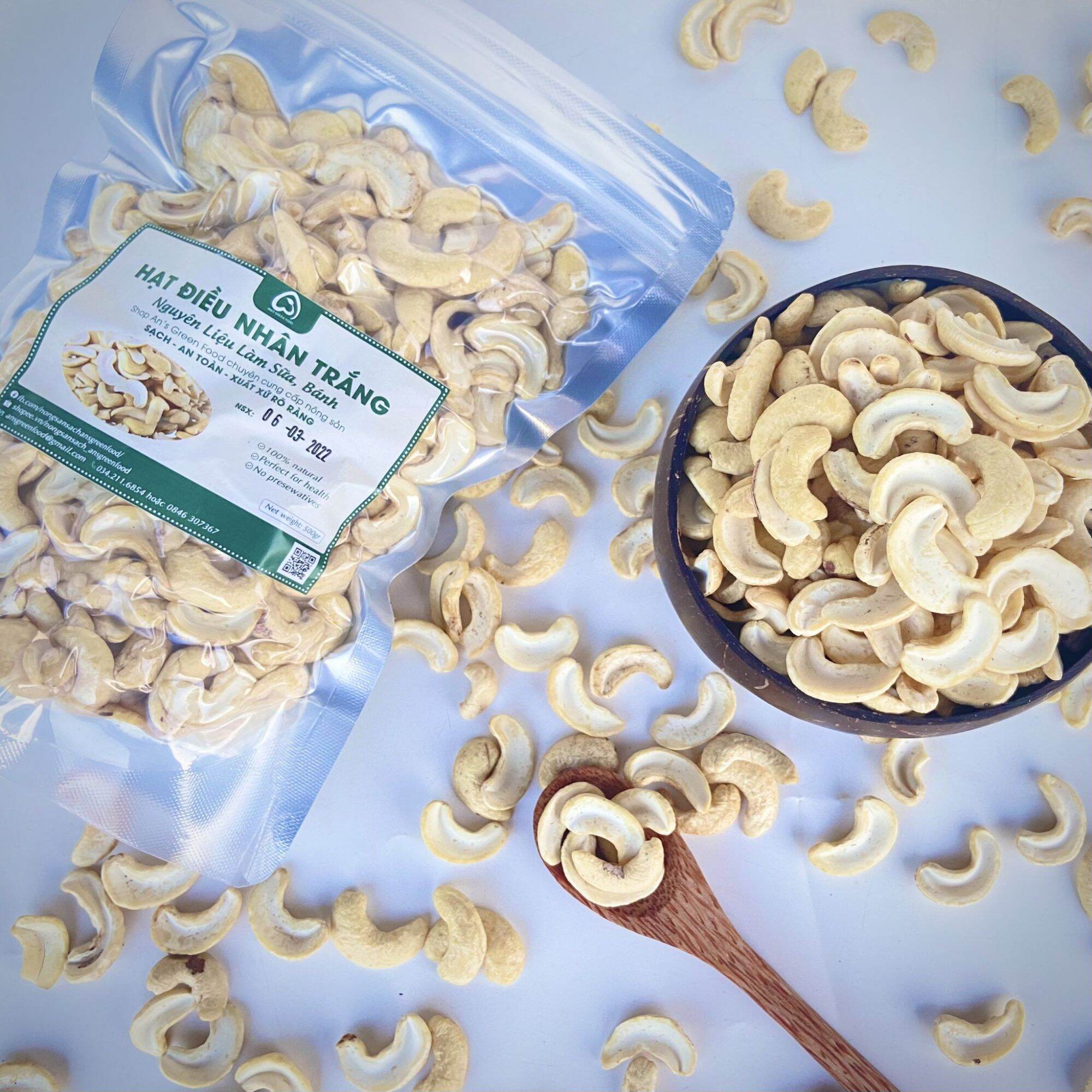 Hạt Điều Tươi Sạch Vỏ Vỡ Đôi (Size Lớn) (500g)