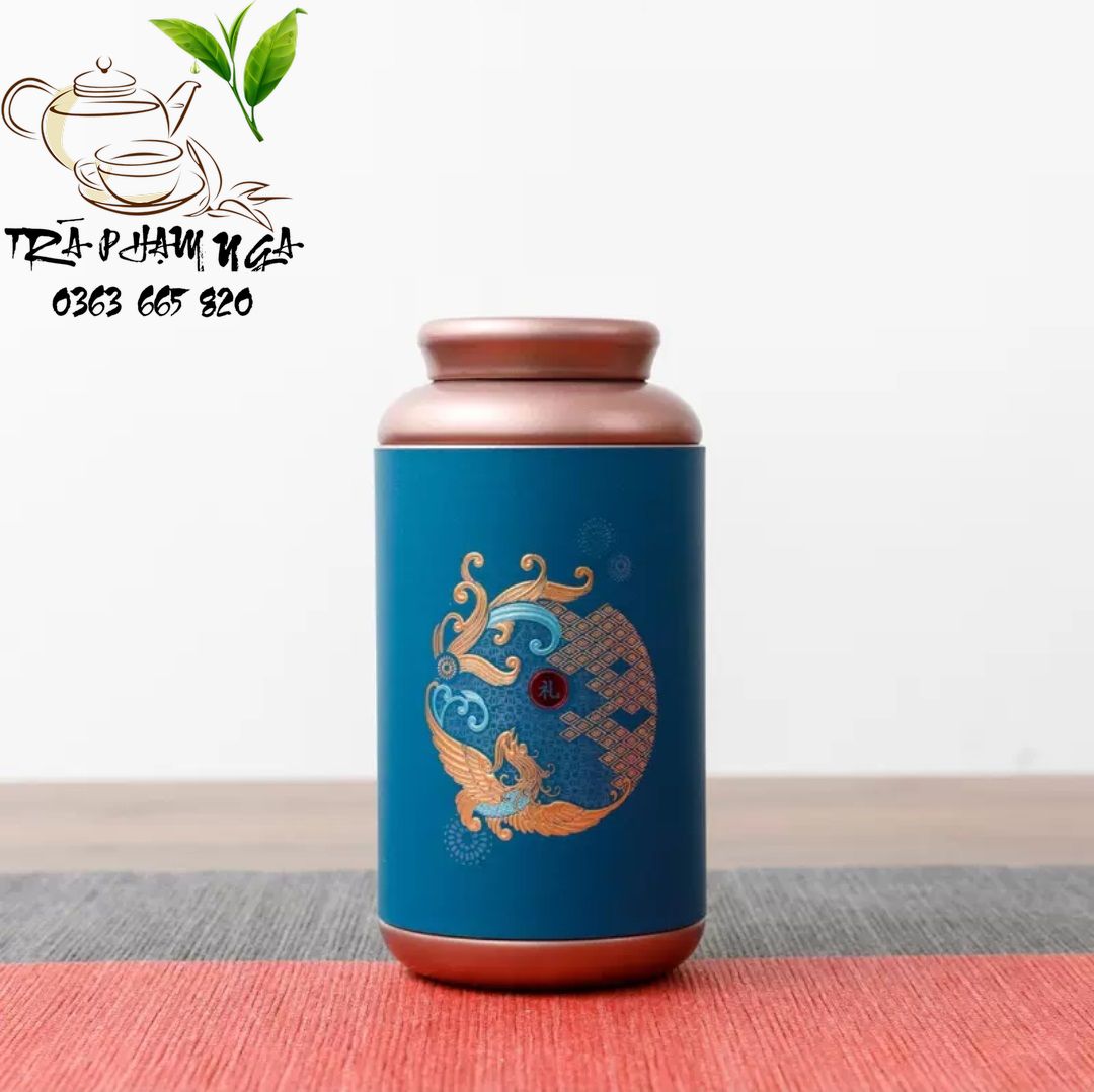 Hộp Đựng Trà, Hũ Đựng Trà, Lọ Đựng Trà, Cafe Và Thảo Mộc Khô, Chất Liệu THÉP CHỐNG RỈ (Phượng Hoàng) - Trà Thái Nguyên Phạm Nga