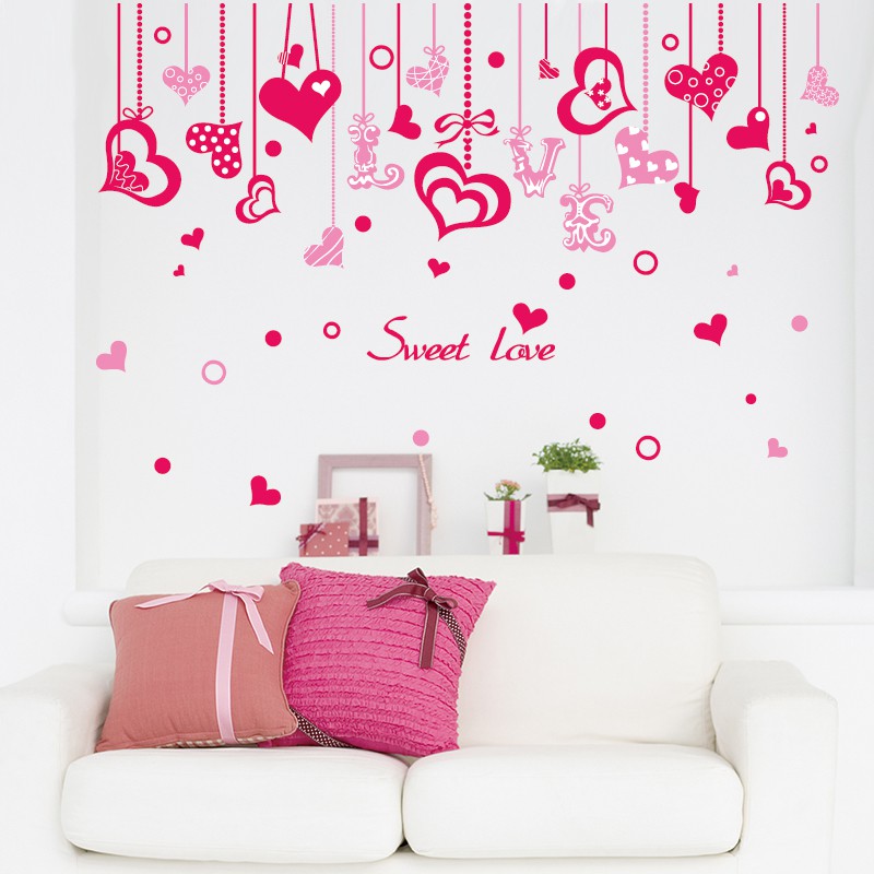 [HCM]DECAL DÁN TƯỜNG DÂY LEO TRÁI TIM VÀ CẶP ĐÔI XE ĐẠP