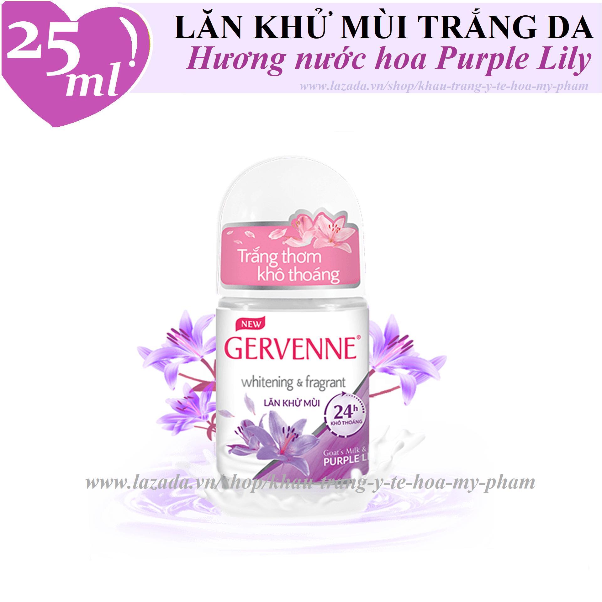 [HCM]Gervenne - Lăn khử mùi trắng da hương nước hoa Lily Tím 25 ml