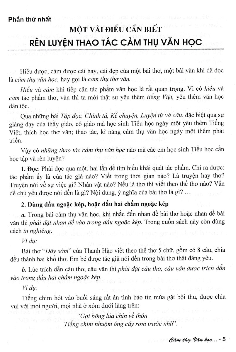 Cảm Thụ Văn Học Dành Cho Học Sinh Lớp 4