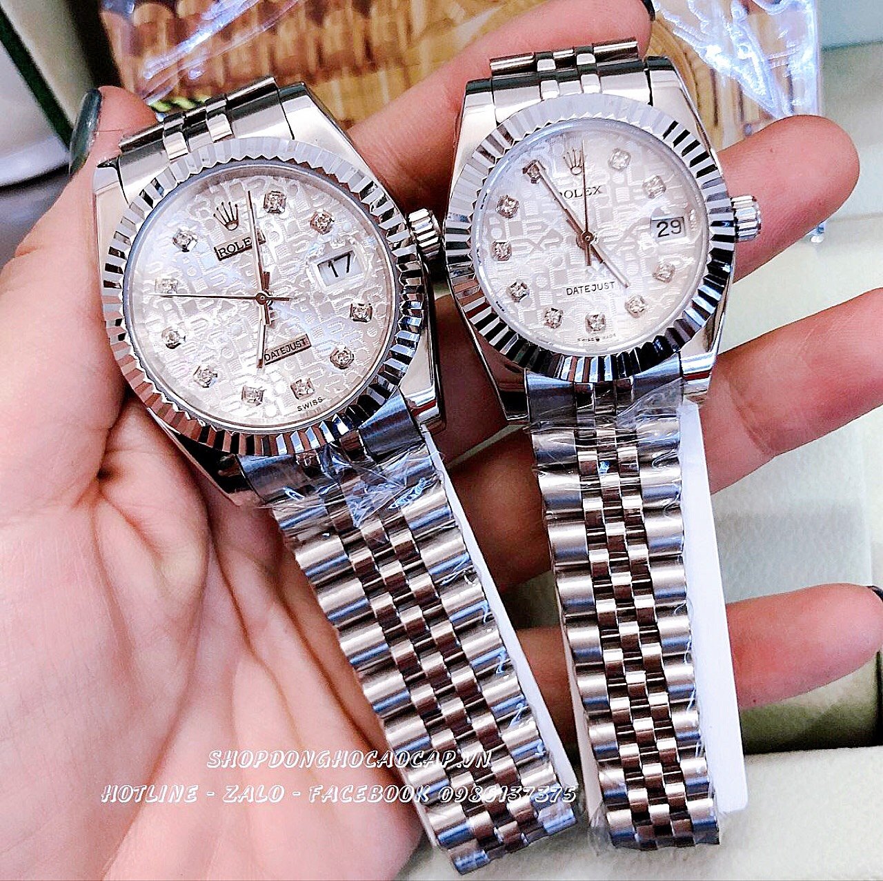 [HCM]Đồng Hồ Rolex Nữ Mặt Khía Bạc Trắng 32mm-36mm