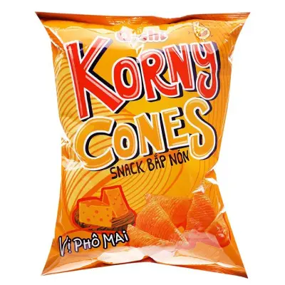 Bim Bim Snack bắp nón vị phô mai Oishi Korny Cones gói 40g