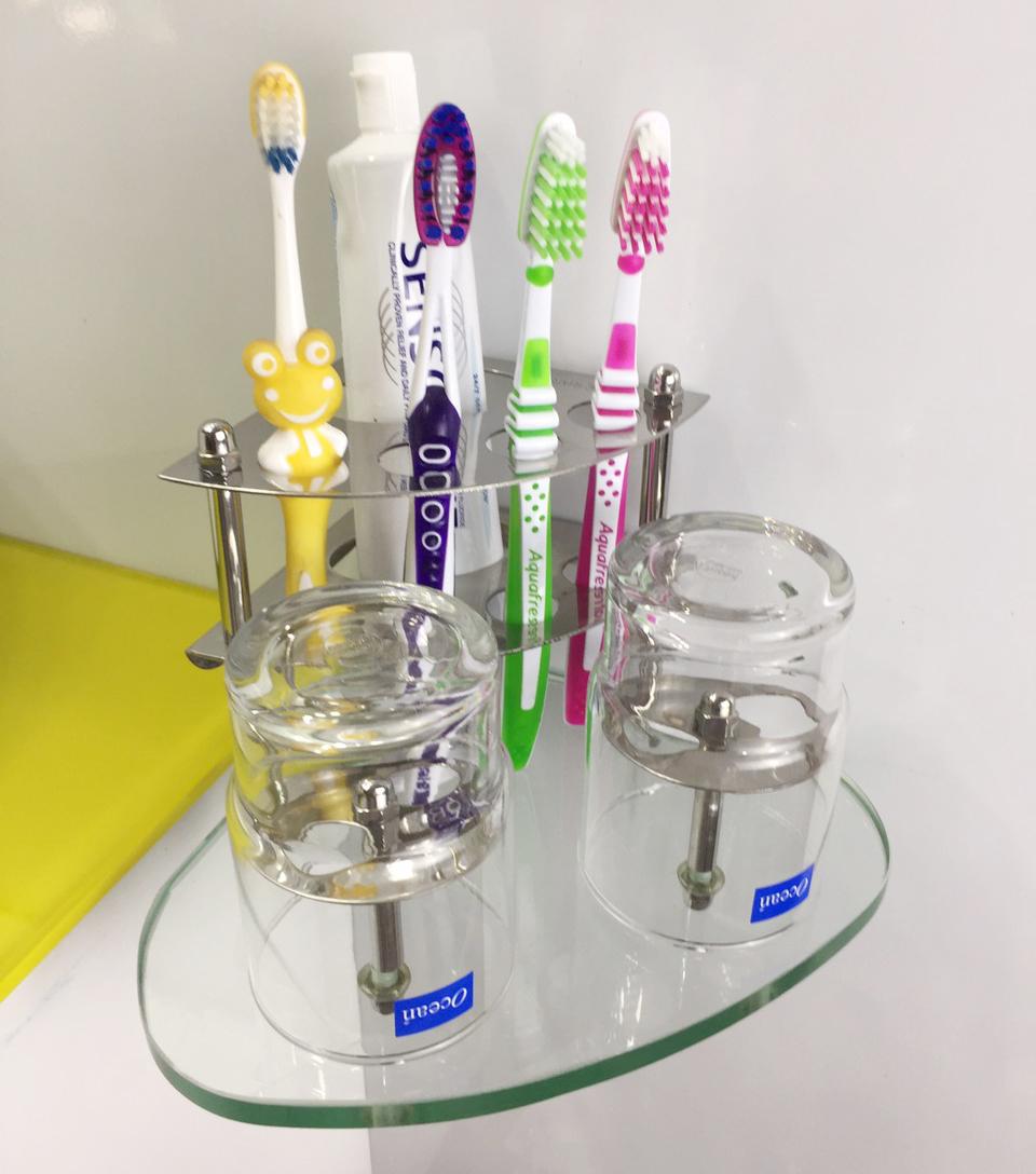Kệ Bàn Chải Kèm 2 Ly Kibath