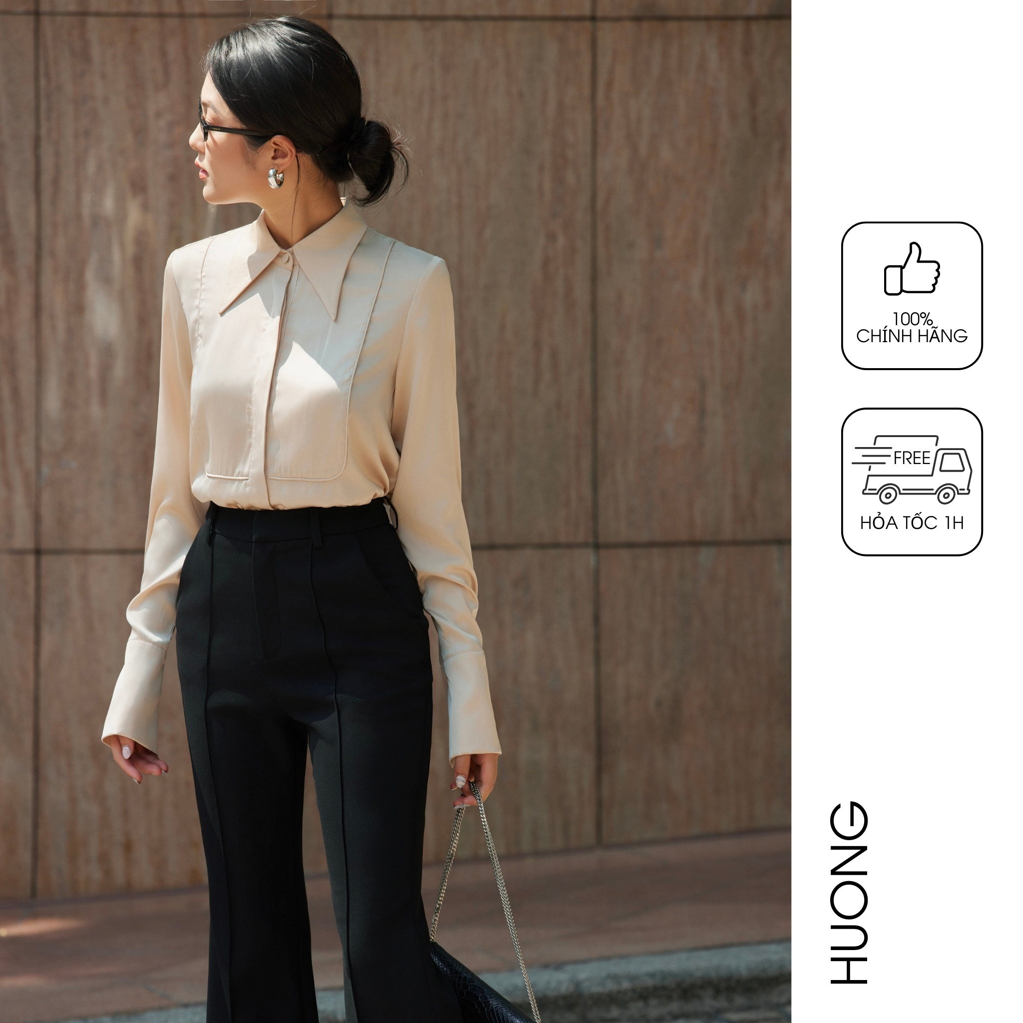 Áo sơ mi lụa mịn da cổ đức HUONG BOUTIQUE BSSM36