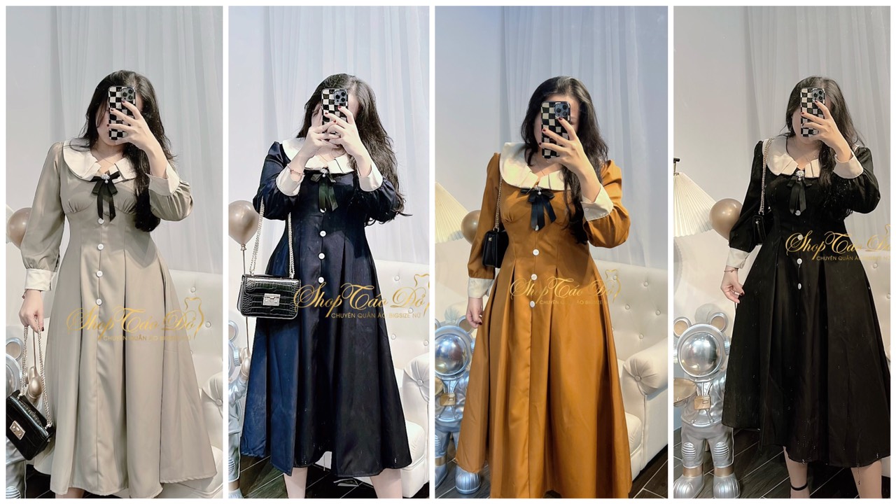 (TÁO ĐỎ BIGSIZE 55-90KG) Đầm Cổ V Kiểu Vintage Sang Chảnh D96 (ảnh thật chính chủ)🍎🍎🍎