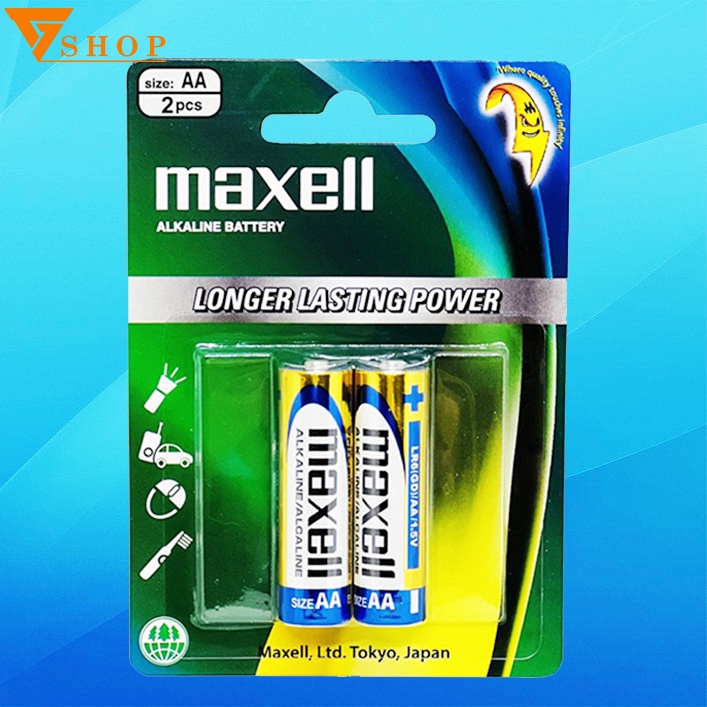 Pin aa maxell alkaline battery 1 vỉ 2 viên 1.5 v chính hãng