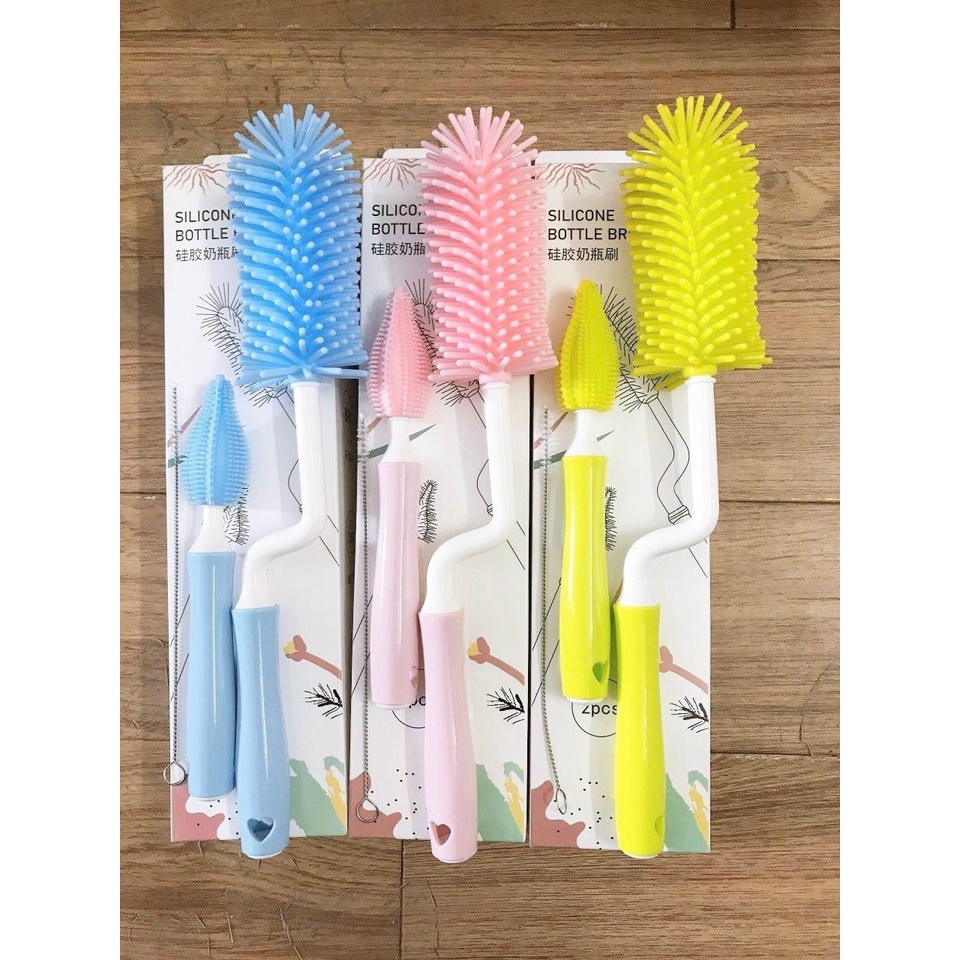 Bộ cọ bình sữa Silicone 3 chi tiết BQSHOP