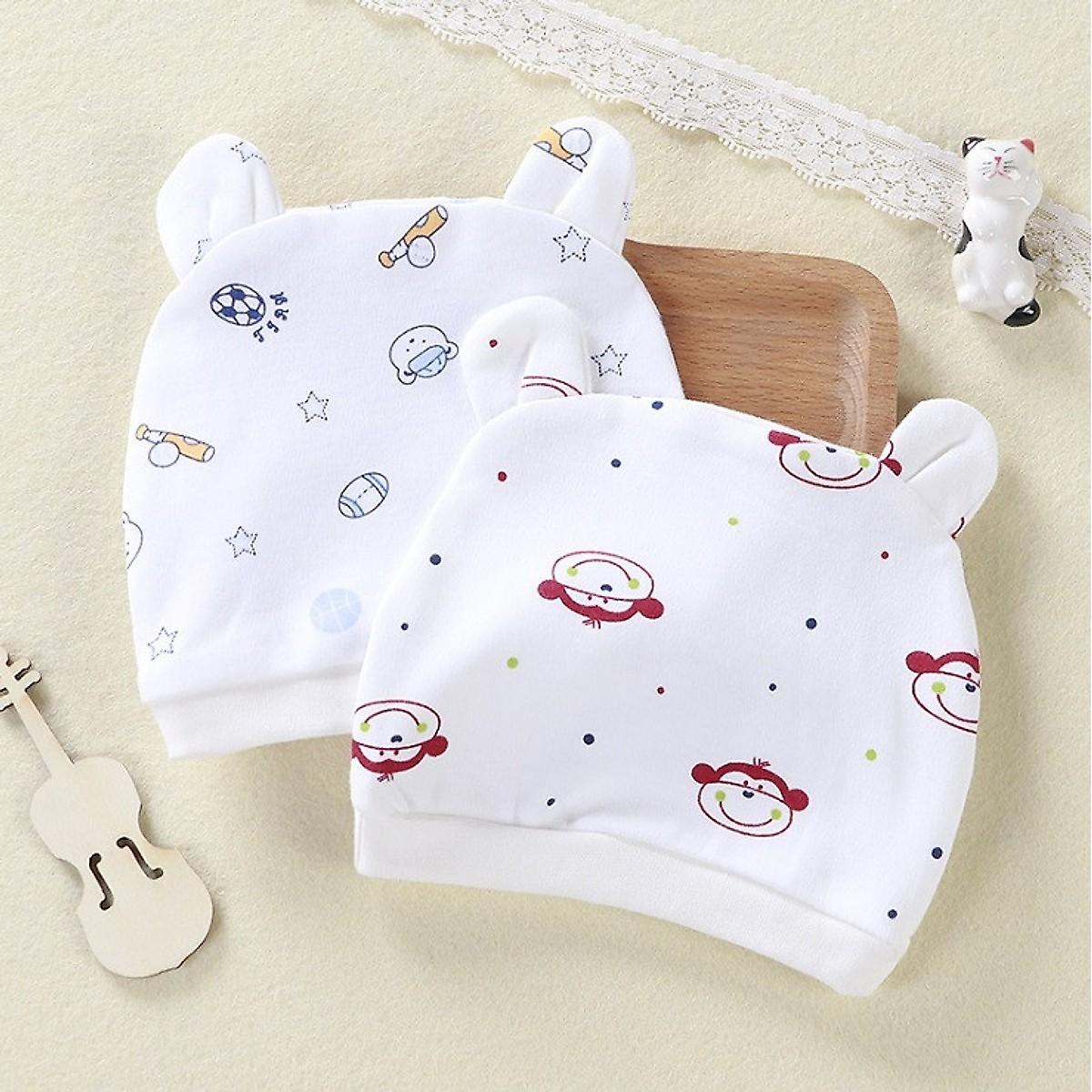 Combo 2 Mũ Che Thóp Cotton Mềm Cho Trẻ Sơ Sinh 0-6 Tháng ( Bé Gái )