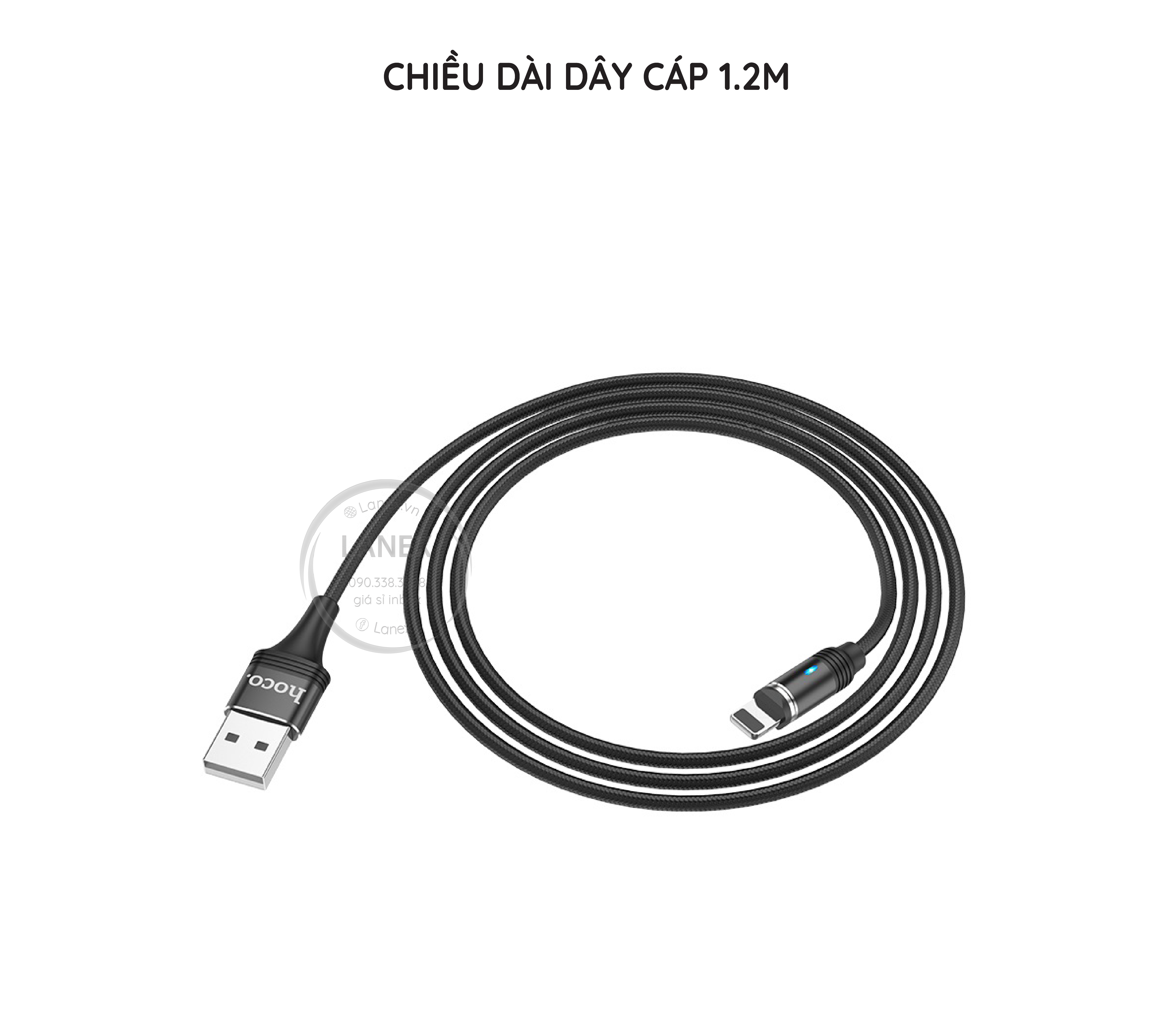 Cáp Sạc Nhanh Hoco U76 Dây Dù Nam Châm Lightning 3.0a Dài 1.2m