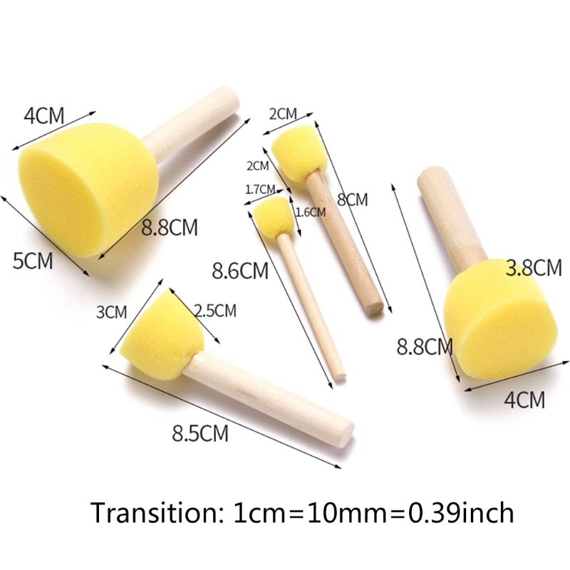 Cọ bọt biển cán gỗ dùng cho trẻ vẽ