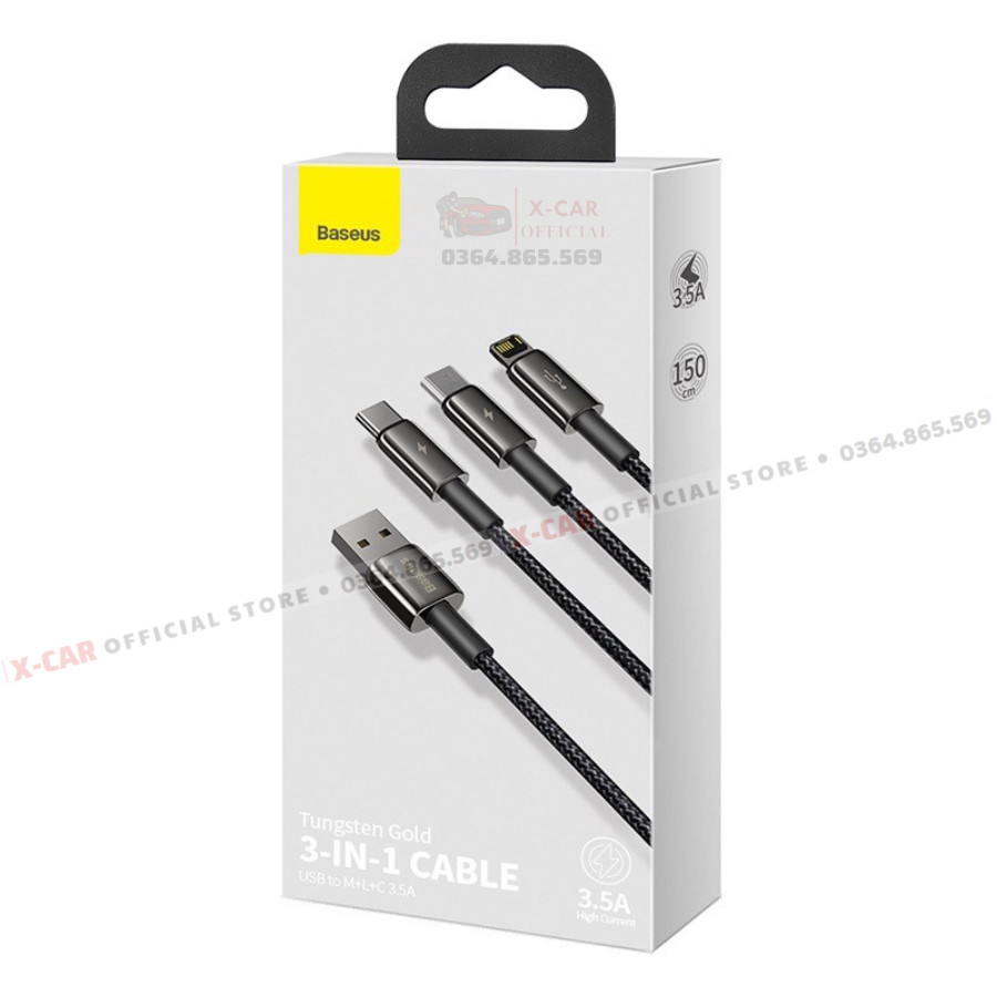 Dây Sạc 3 Đầu Type C, Lightning, Micro USB Siêu Bền Tích Hợp Công Nghệ