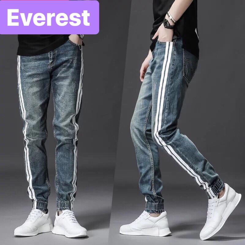 QUẦN JOGGER JEAN NAM CHẤT BÒ XANH 2 SỌC MẪU MỚI SÀNH ĐIỆU E-68 - EVEREST FASHION