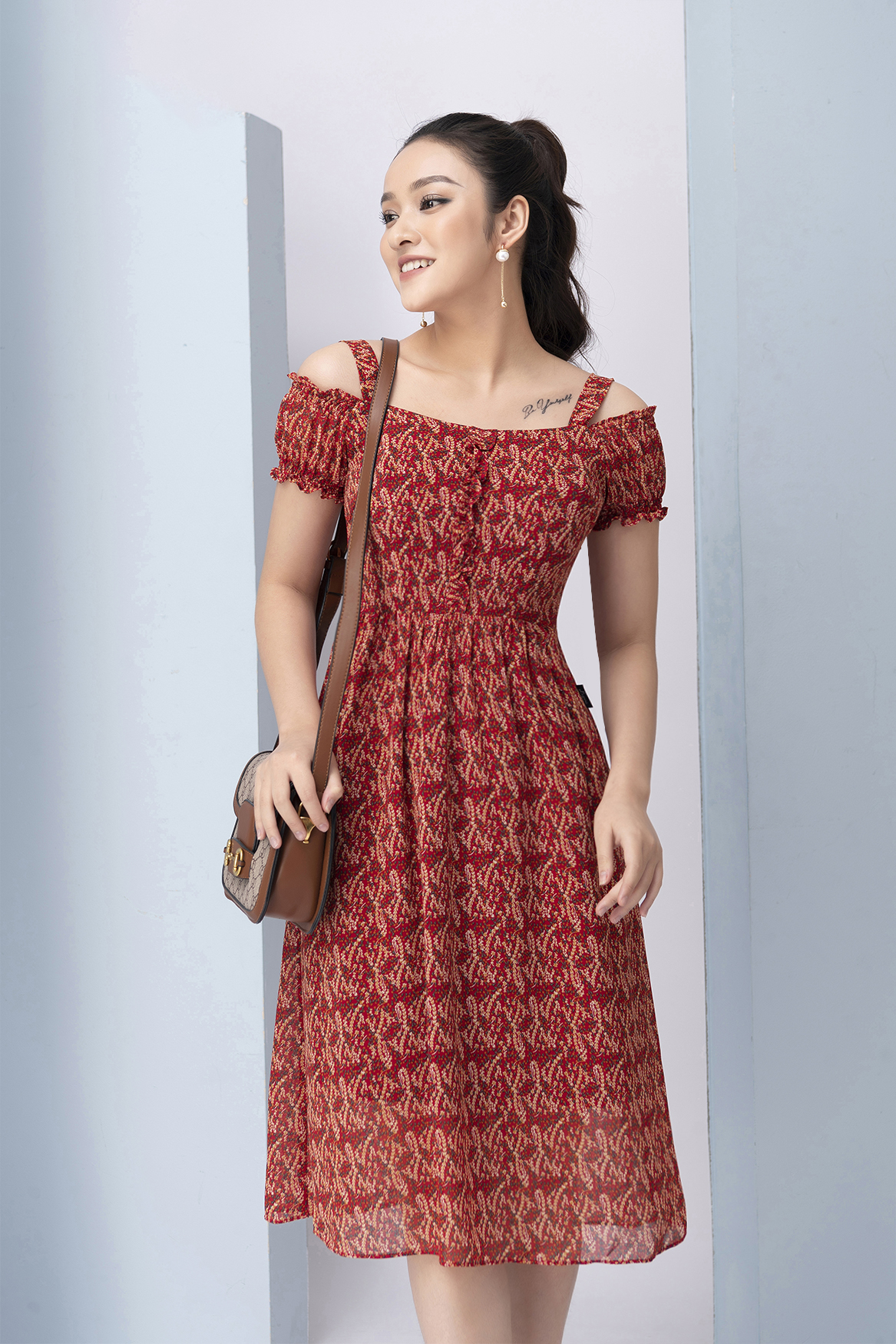 Váy Trễ Vai Thiết Kế Nữ LUPERI LFV3211 Kiểu Dáng Trẻ Trung Cho Bạn Nữ Đi Chơi Đi Dạo Phố