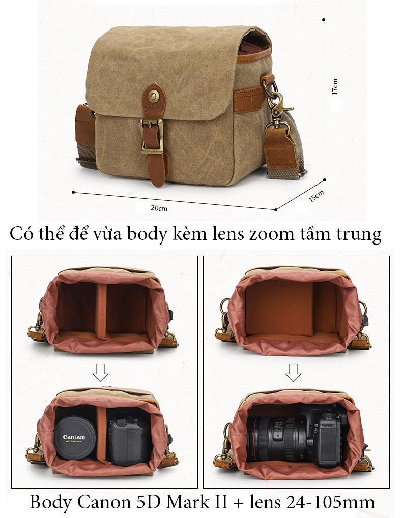 [HCM]Túi máy ảnh cao cấp vải canvas K67