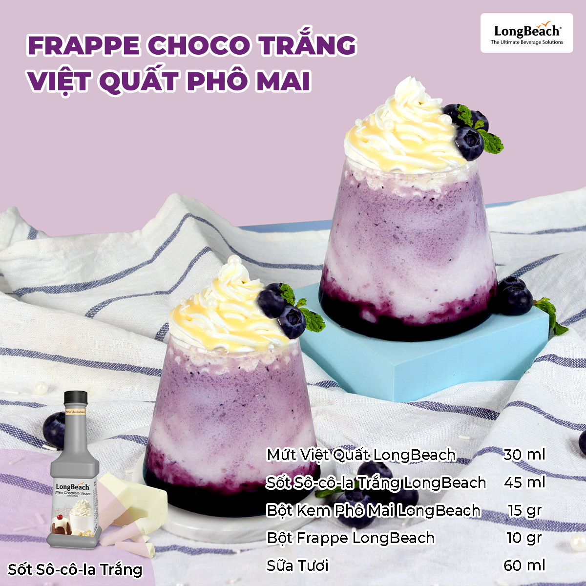 Sốt Sô-Cô-La Trắng LongBeach 900ml