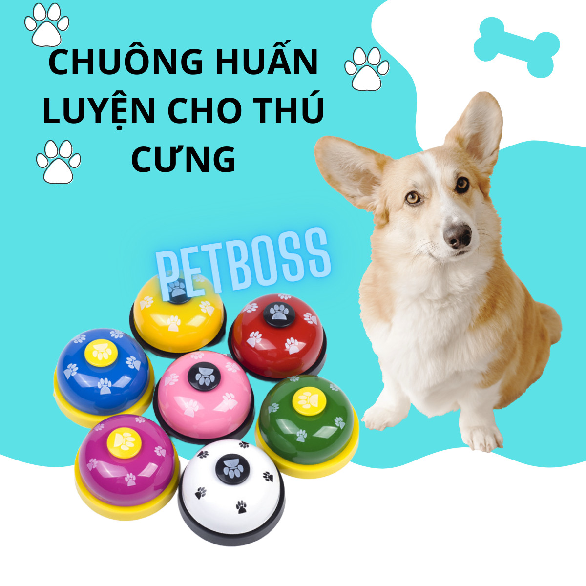 CHUÔNG BẤM HUẤN LUYỆN CHO THÚ CƯNG NHIỀU MÀU SẮC DỄ THƯƠNG