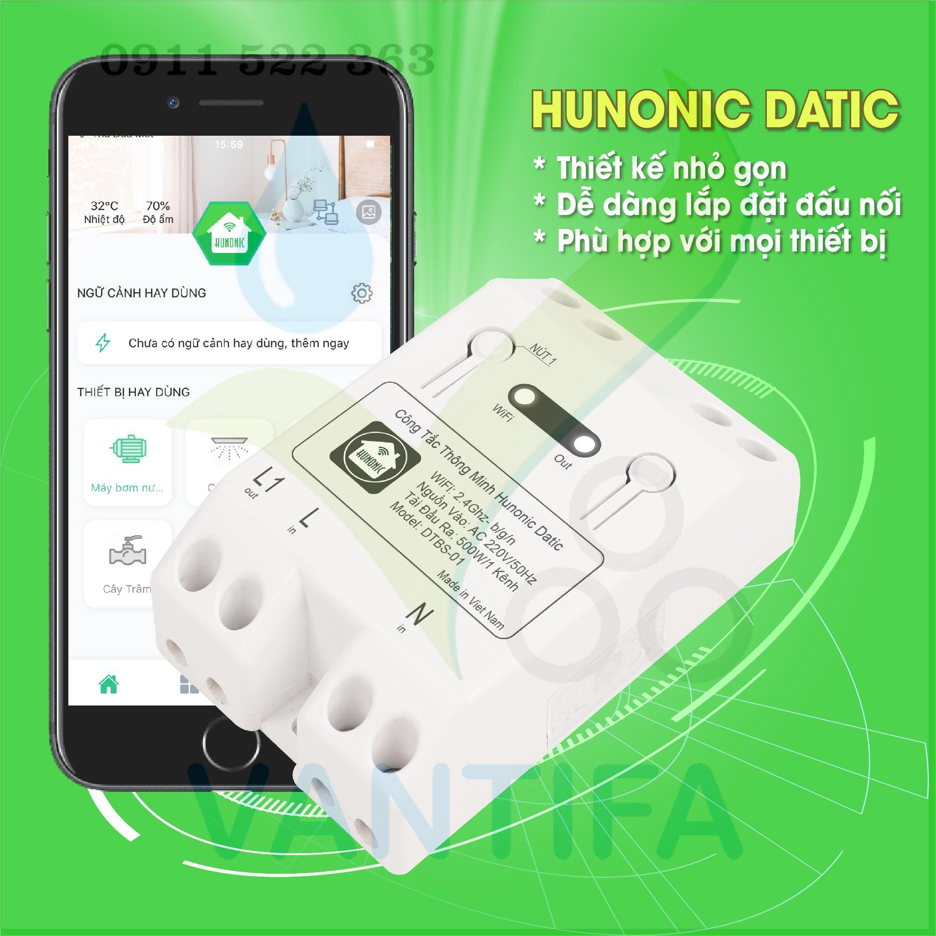 Hunoxnic Timer Công Tắc hẹn giờ Thông Minh Hunonic Datic - tắt mở từ xa wifi hẹn giờ ...