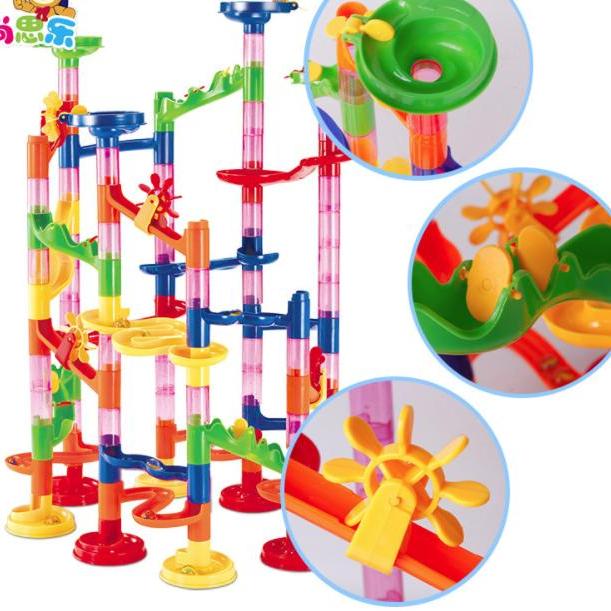 Bộ ghép hình thả bi Marble Run đồ chơi lắp ghép trẻ em gồm 105 chi tiết