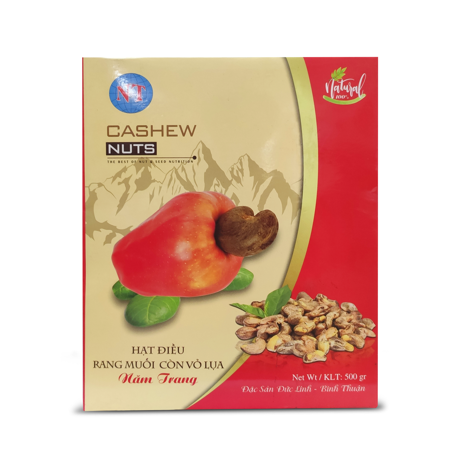(Hộp giấy 500g) Hạt Điều Rang Muối Còn Vỏ Lụa NĂM TRANG