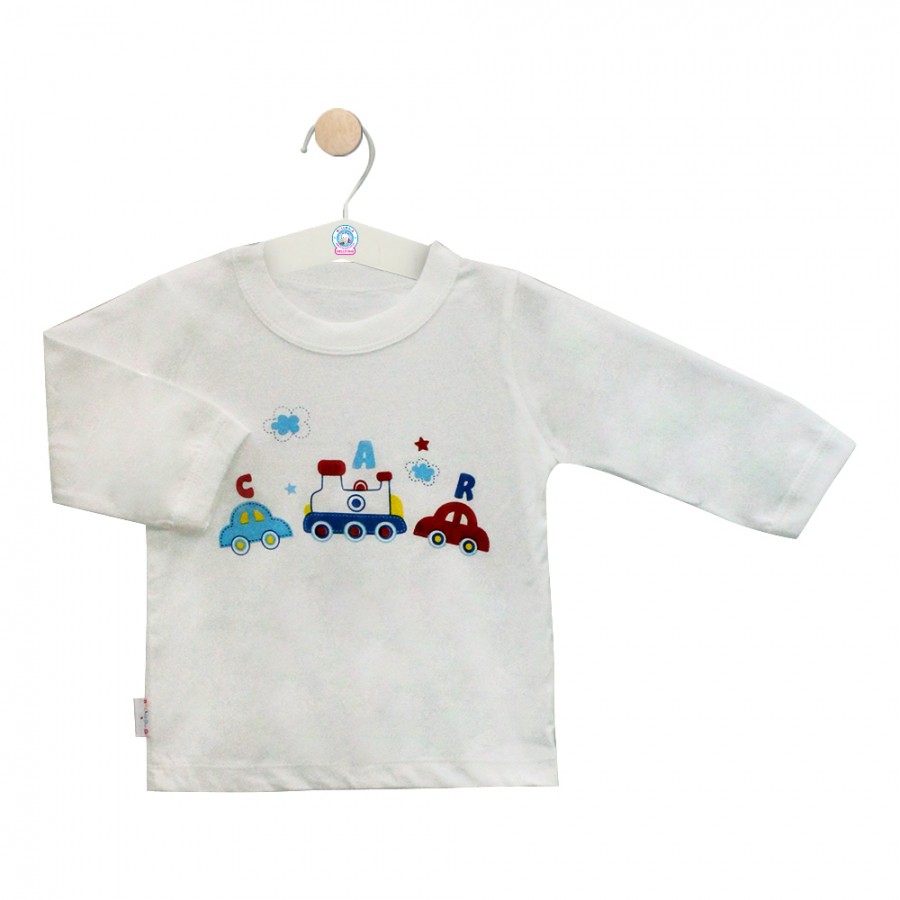 ÁO TAY DÀI TRẮNG CHO BÉ HELLO B&B (thun cotton 100%)