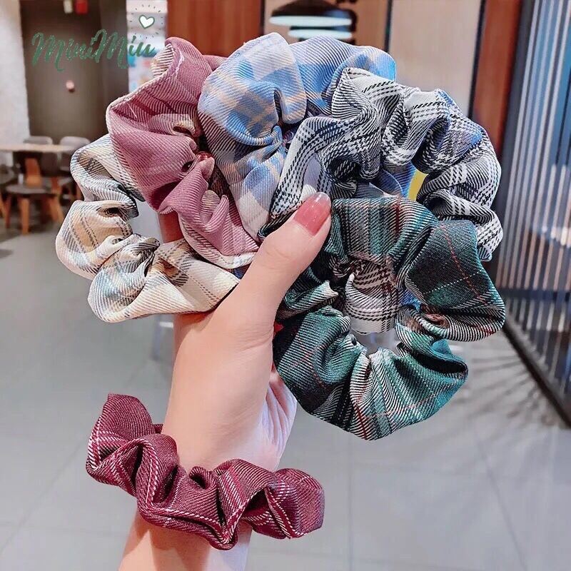 [HCM]Dây cột tóc, buộc tóc vải Caro Scrunchies CT16VA