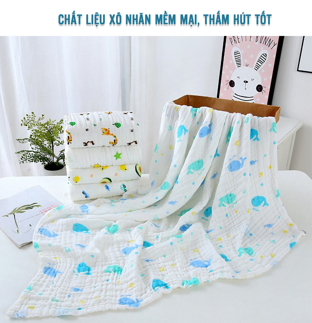 Hoàn tiền 6 Khăn Tắm Cho Bé 6 Lớp MUNI Thấm Hút Tốt Mềm Mại Siêu Thấm ...