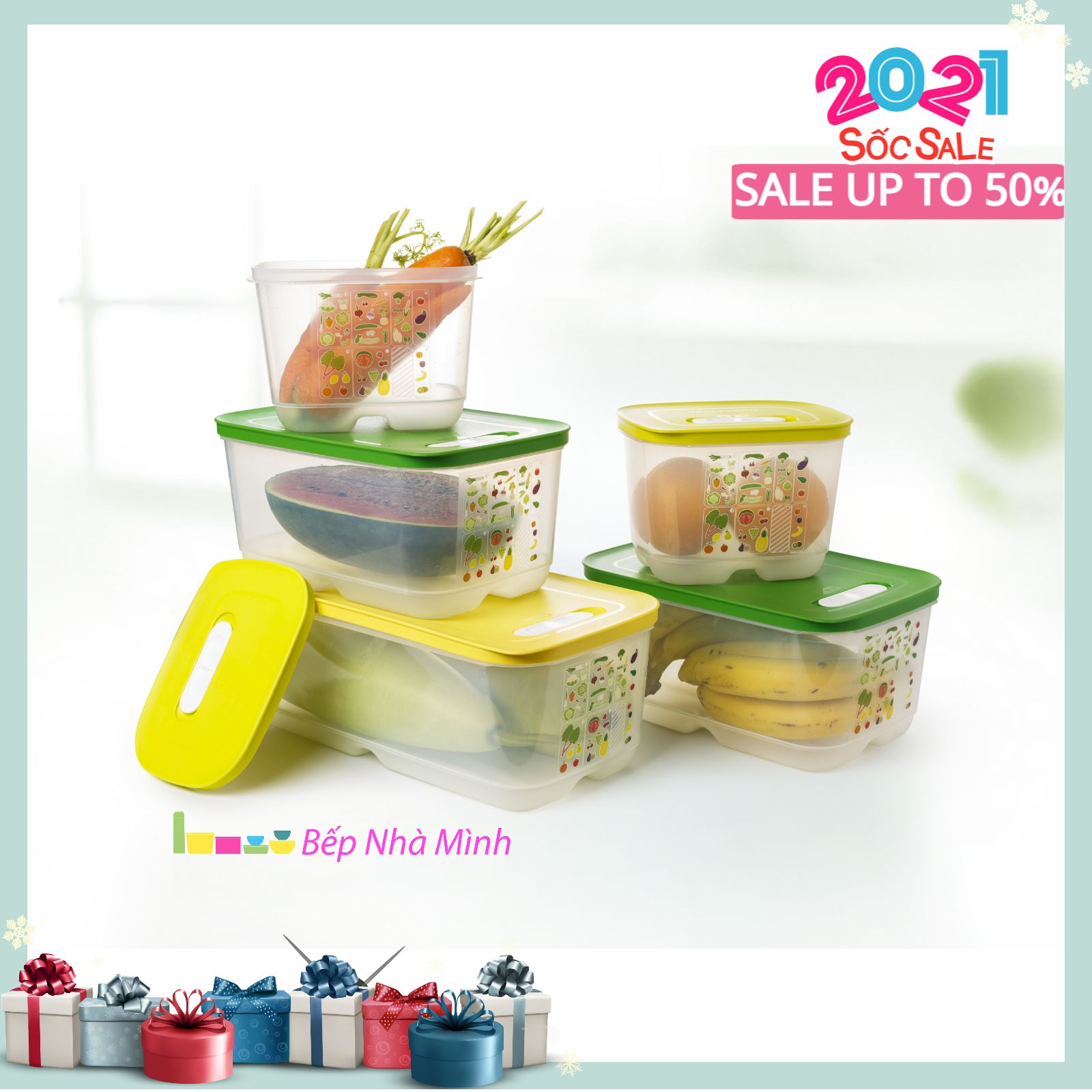 [HCM]Tupperware - Bộ hộp trữ mát cao cấp có nút hô hấp Ventsmart