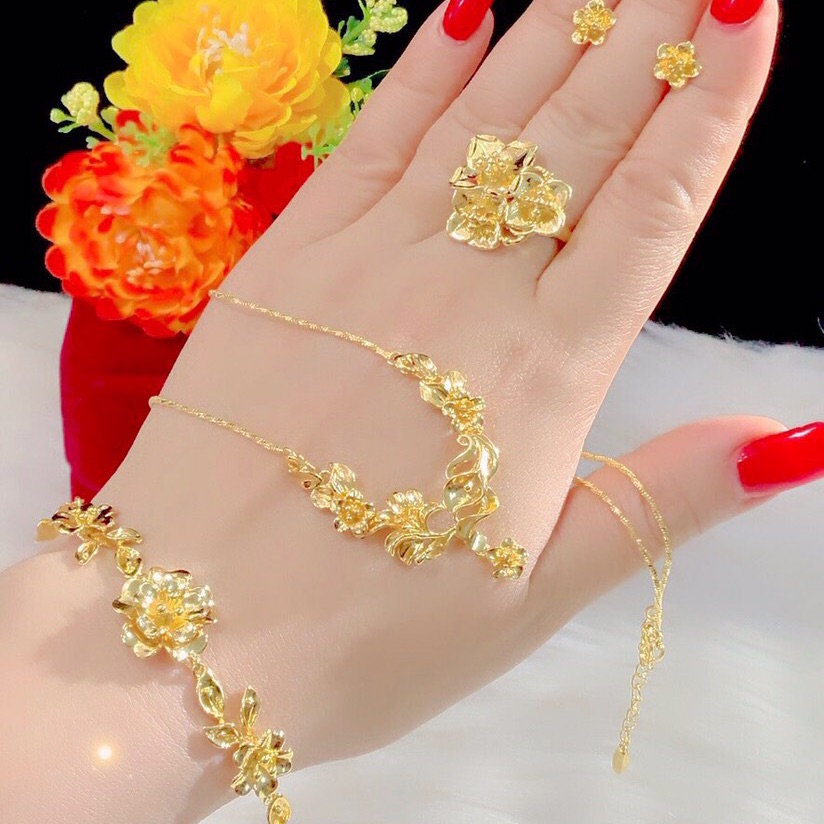 Set bộ trang sức cưới mạ vàng 24k mẫu mới cực đẹp