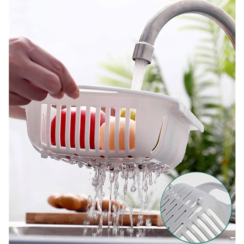 【CC】 Adjustable Vegetable Drain Basket Sink Rack Sponge Holder Household Retractable Drying Racks Accessories
