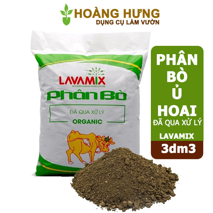 Phân bò Lavamix, bao 3dm3, ủ hoai, đã qua xử lý, không mùi hôi, hữu cơ tiện lợi